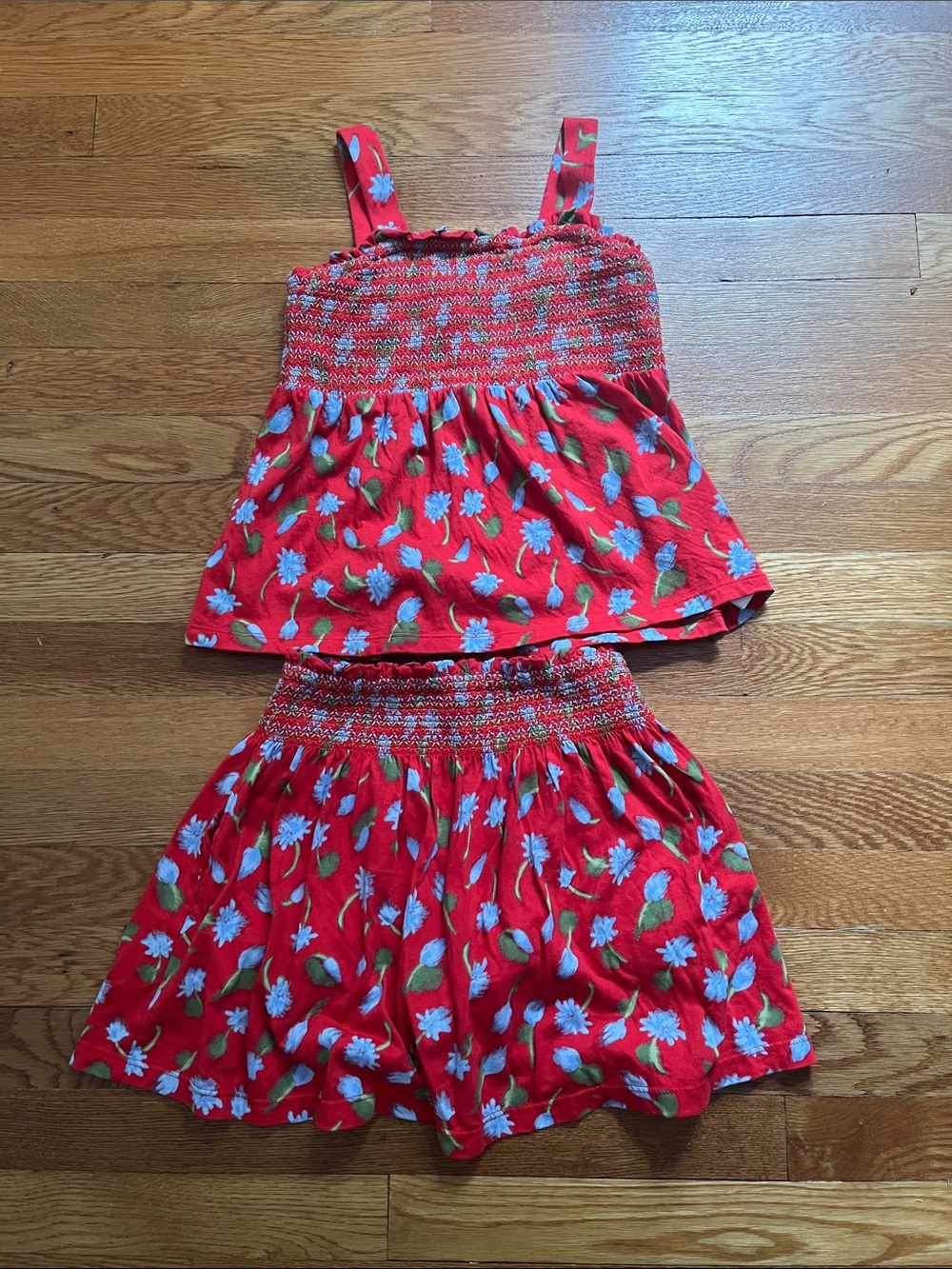 EUC JCrew Smocked skort set size 10